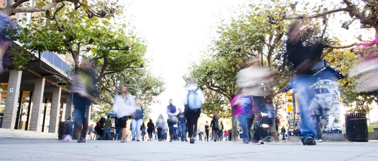 students walking across campus at UC Berkeley